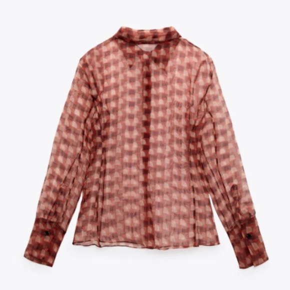 NWT ZARA PRINTED ORGANZA BLOUSE - Picture 6 of 6